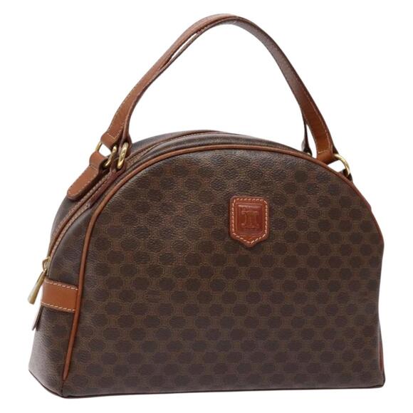 CELINE Macadam Canvas Hand Bag Pvc Leather Brown Gold - Picture 1 of 12